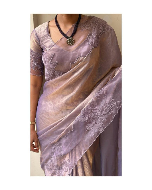 Aloura Premium glass tissue saree