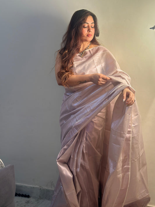 Rose gold bridal tissue saree