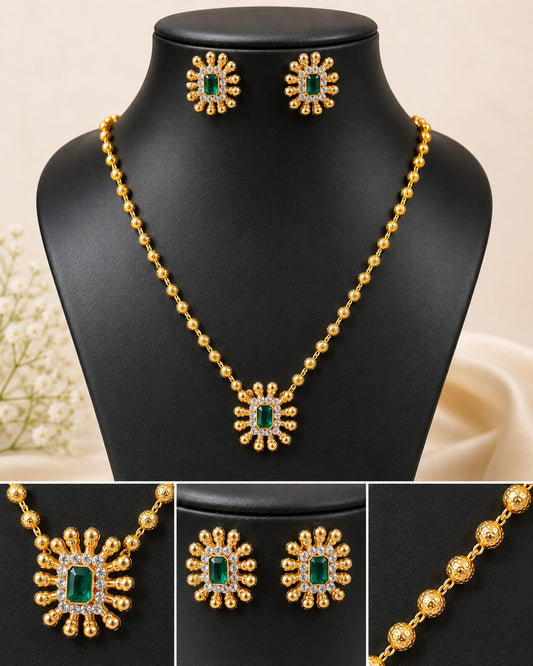 *Royal Emerald Beaded Necklace Set*
