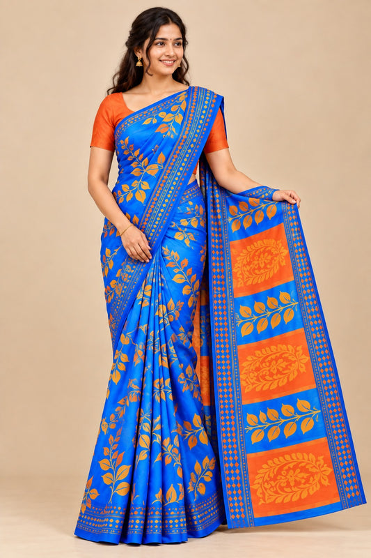 Classic Blue Cotton Saree