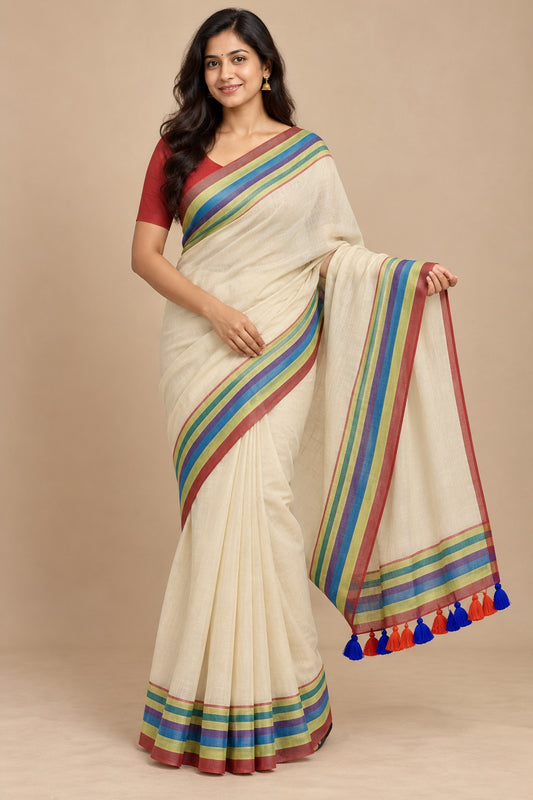Lola Collections – Premium Pure Kaadhi Mulmul Cotton Saree*