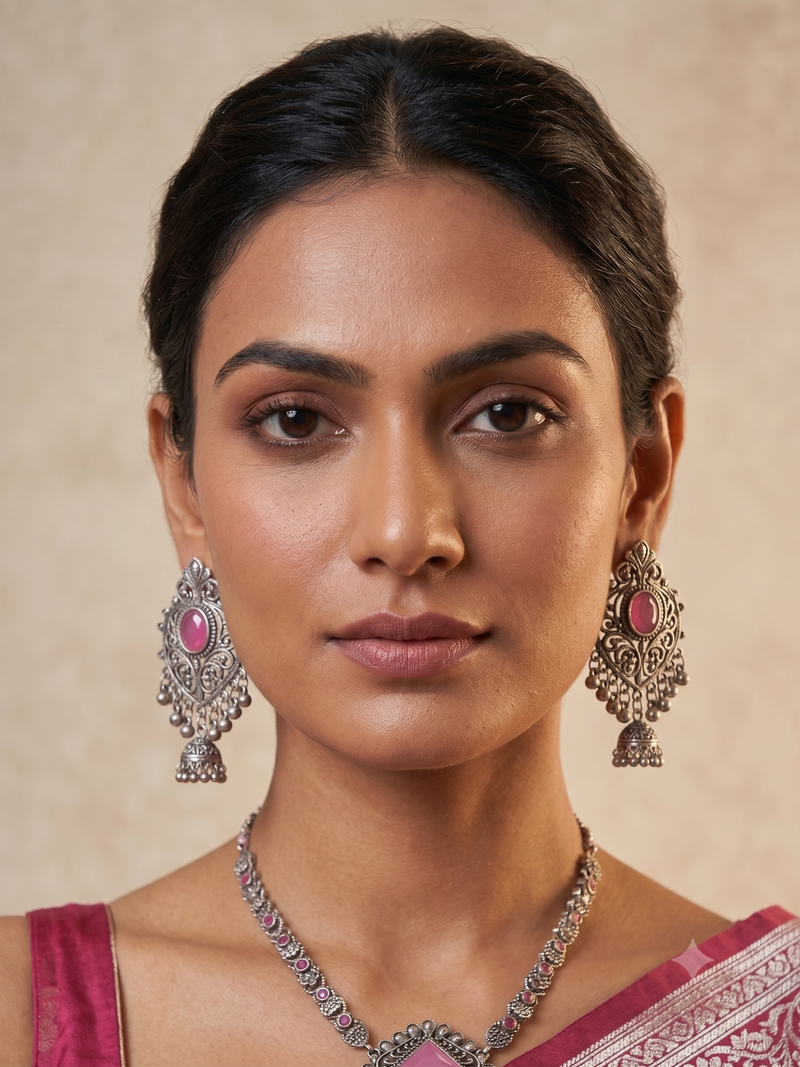 Pink Bloom Jhumka