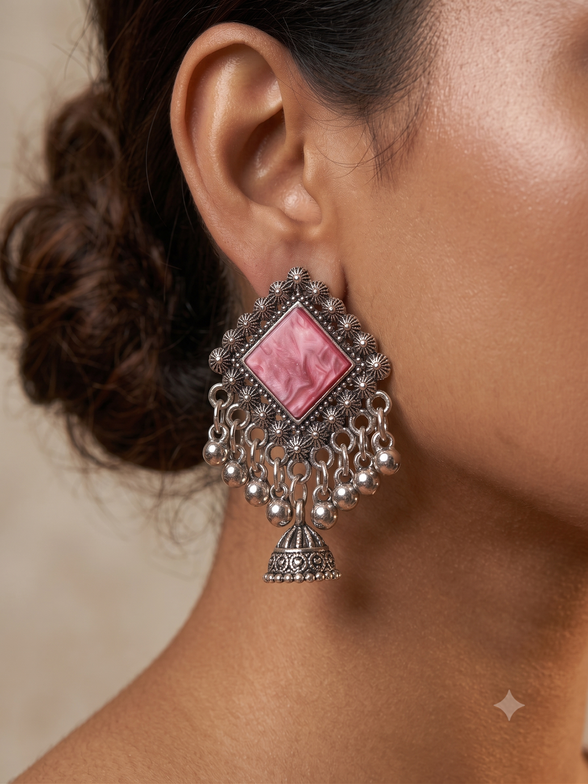 Pink Bloom Jhumka