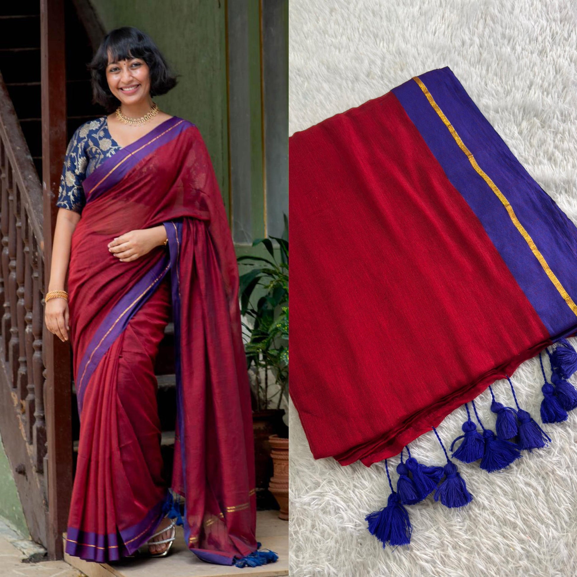 Jari Border Mul cotton saree