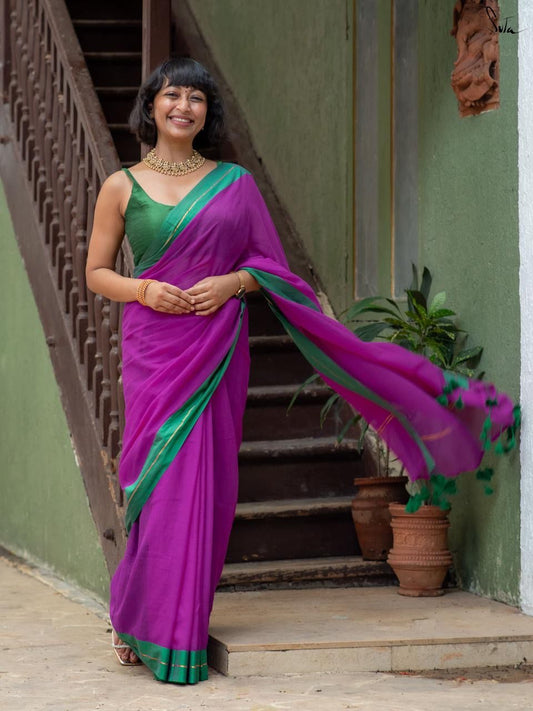 Jari Border Mul cotton saree