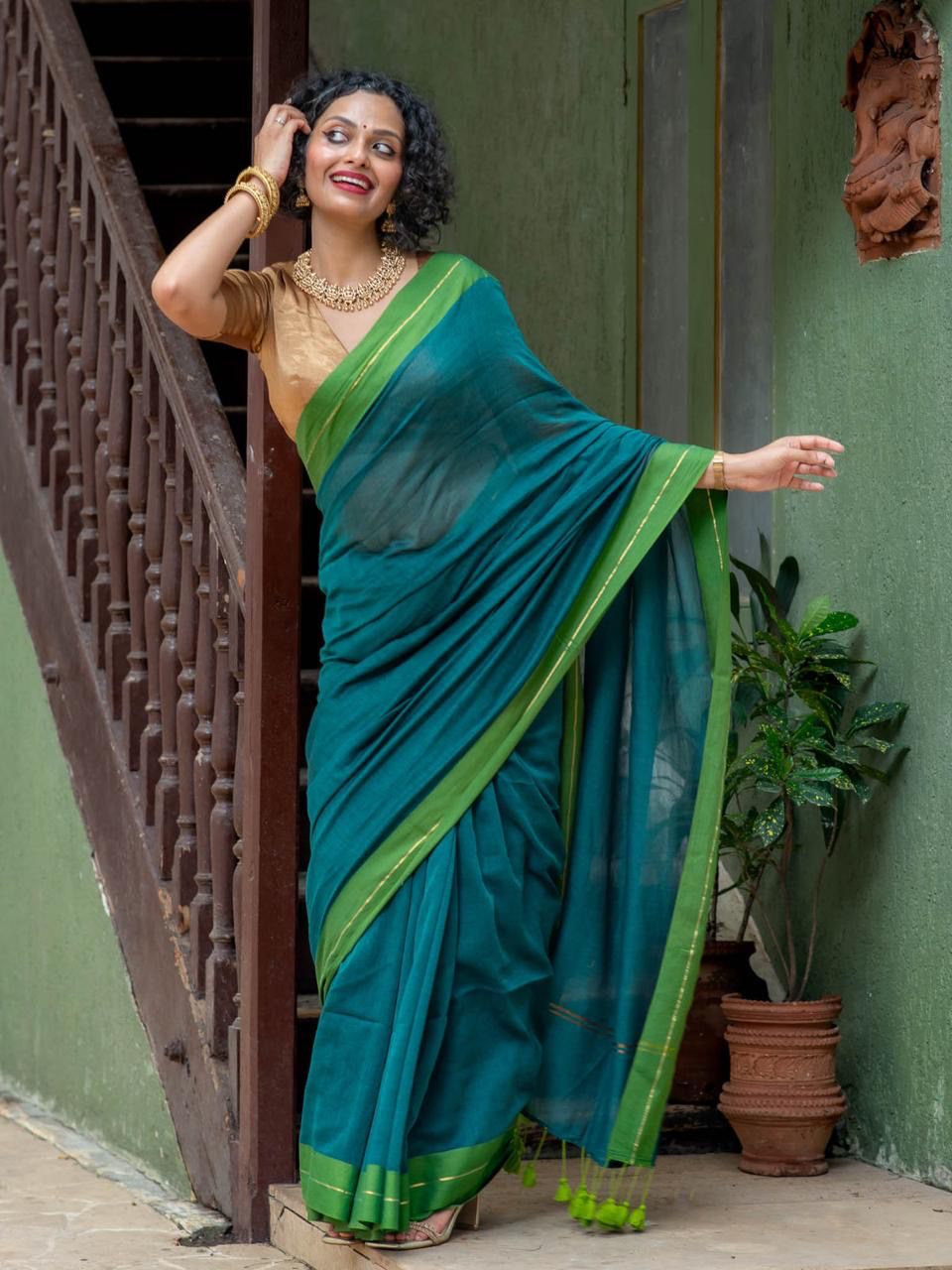 Jari Border Mul cotton saree