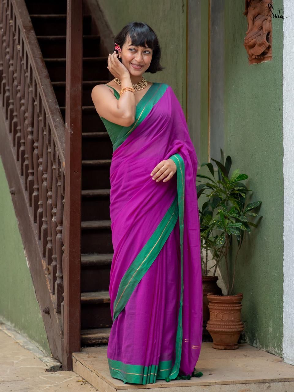 Jari Border Mul cotton saree