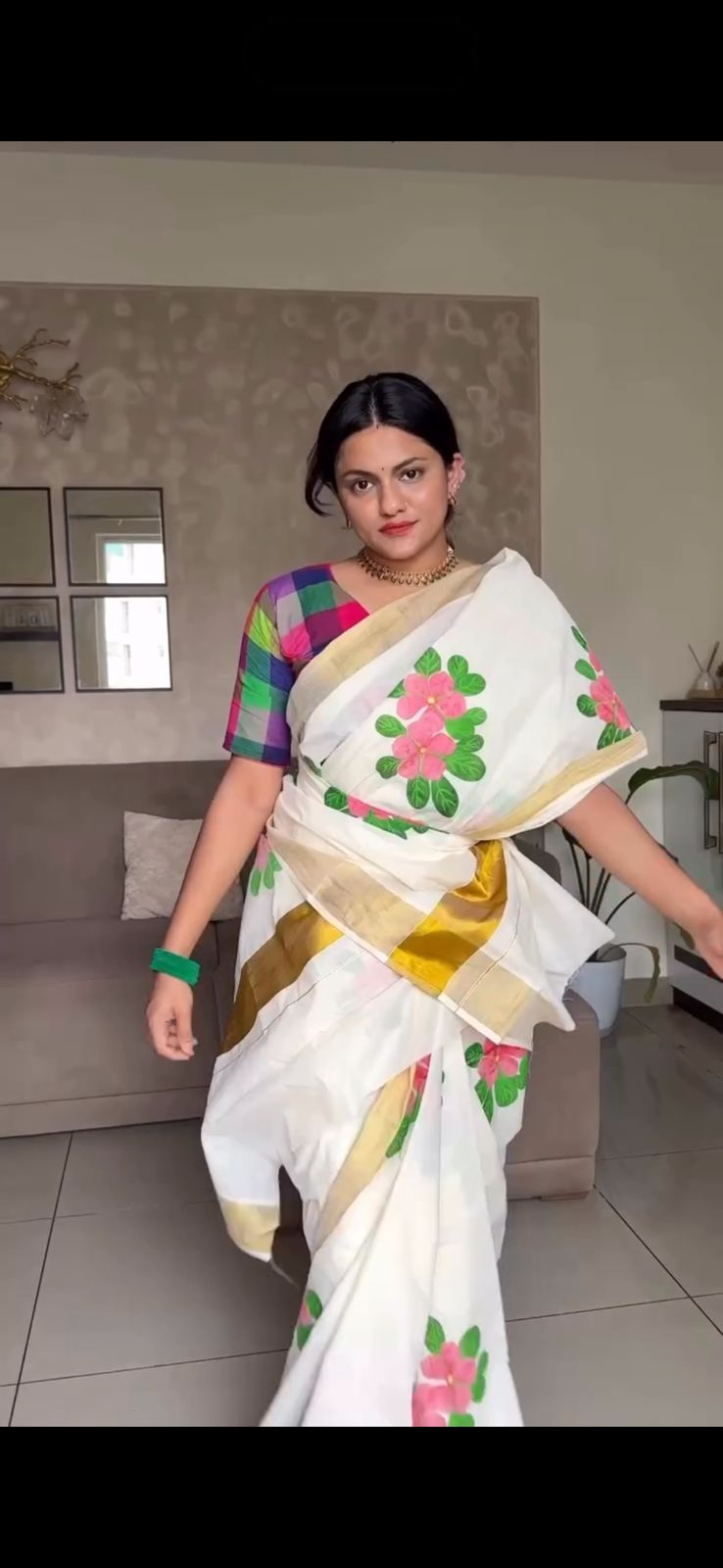 Cotton Nayanthara flower saree