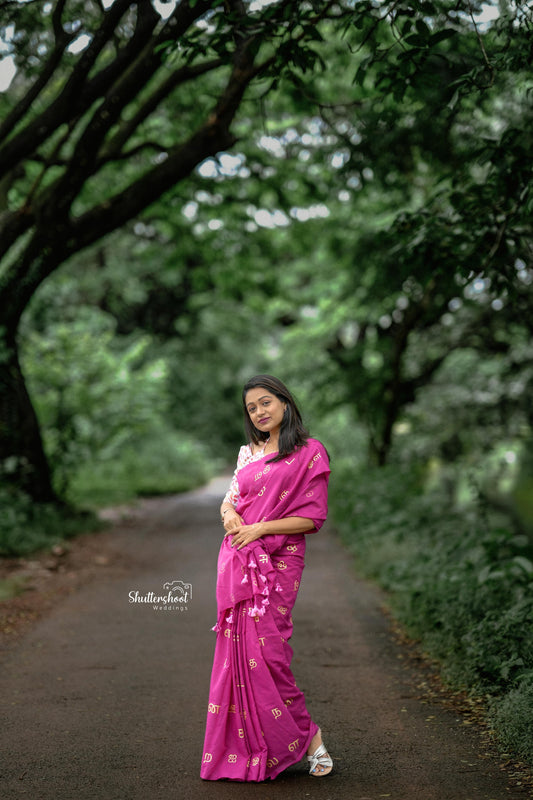 Tamil letters khadi cotton saree