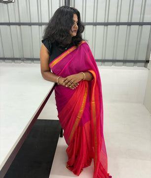 Double Colour Mul cotton saree