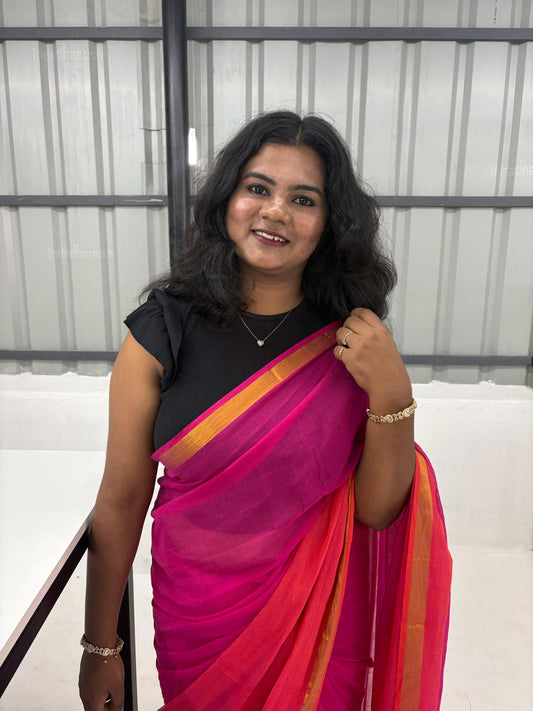 Double Colour Mul cotton saree