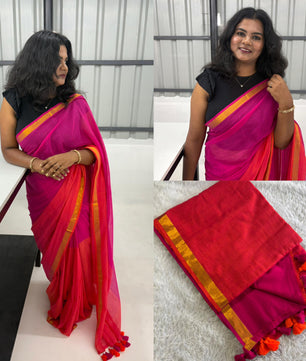 Double Colour Mul cotton saree