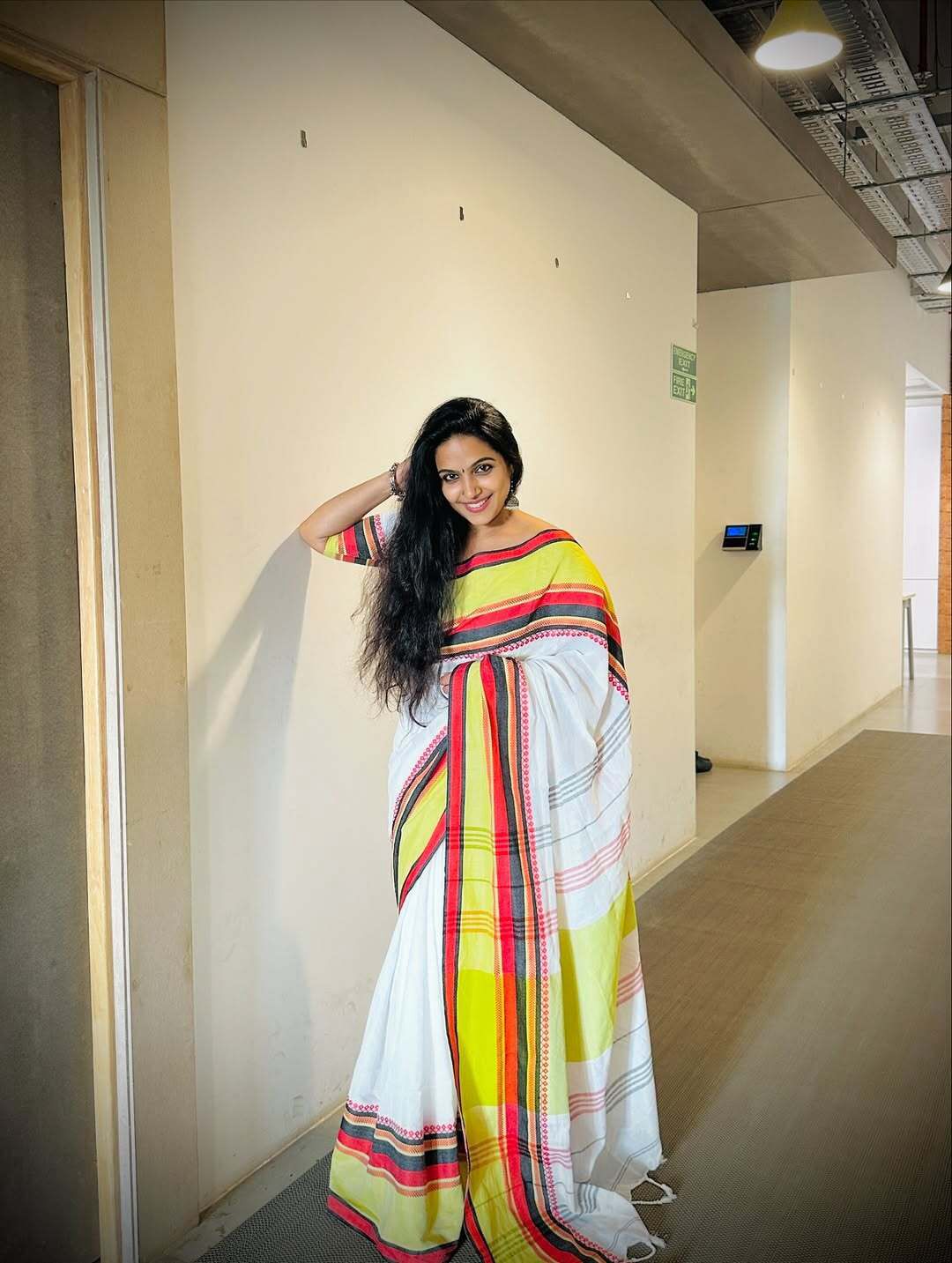 Big Multi Colour border temple weave cotton saree onam collection