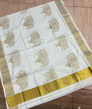 Nelkathir emroiderd cotton saree