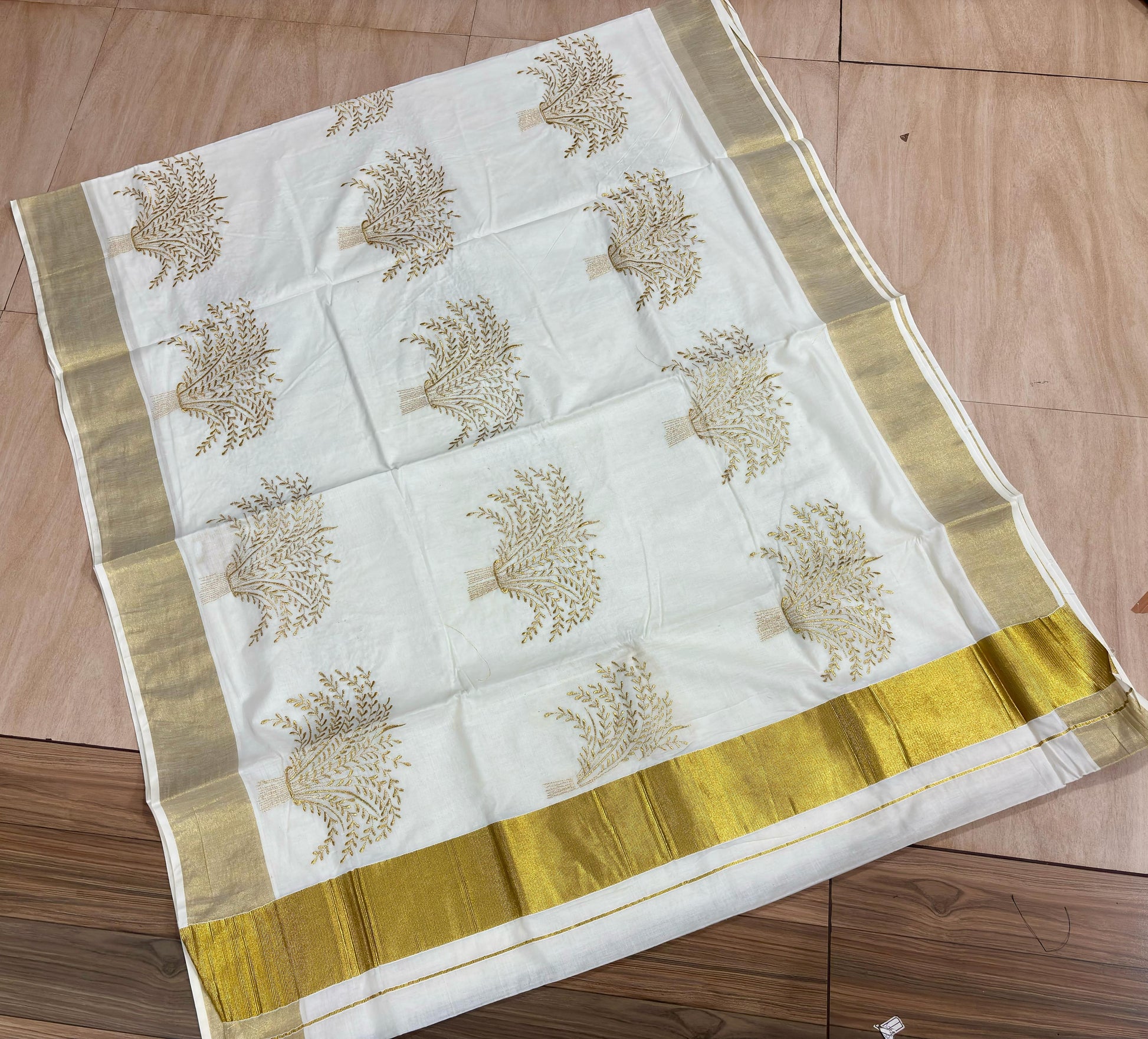 Nelkathir emroiderd cotton saree