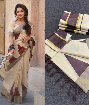 Coffee brown temple saree