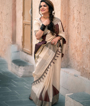 Coffee brown temple saree