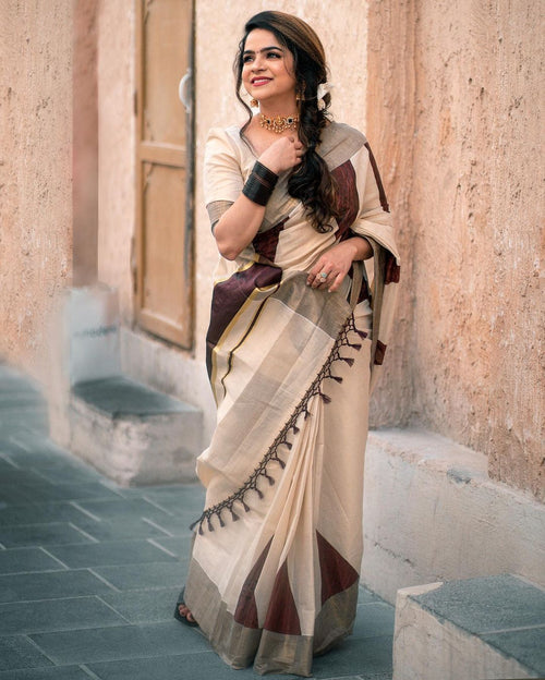 Coffee brown temple saree