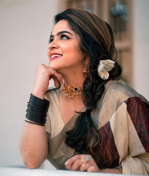 Coffee brown temple saree