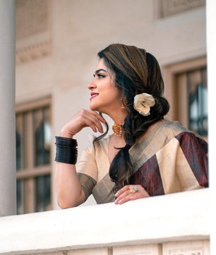 Coffee brown temple saree