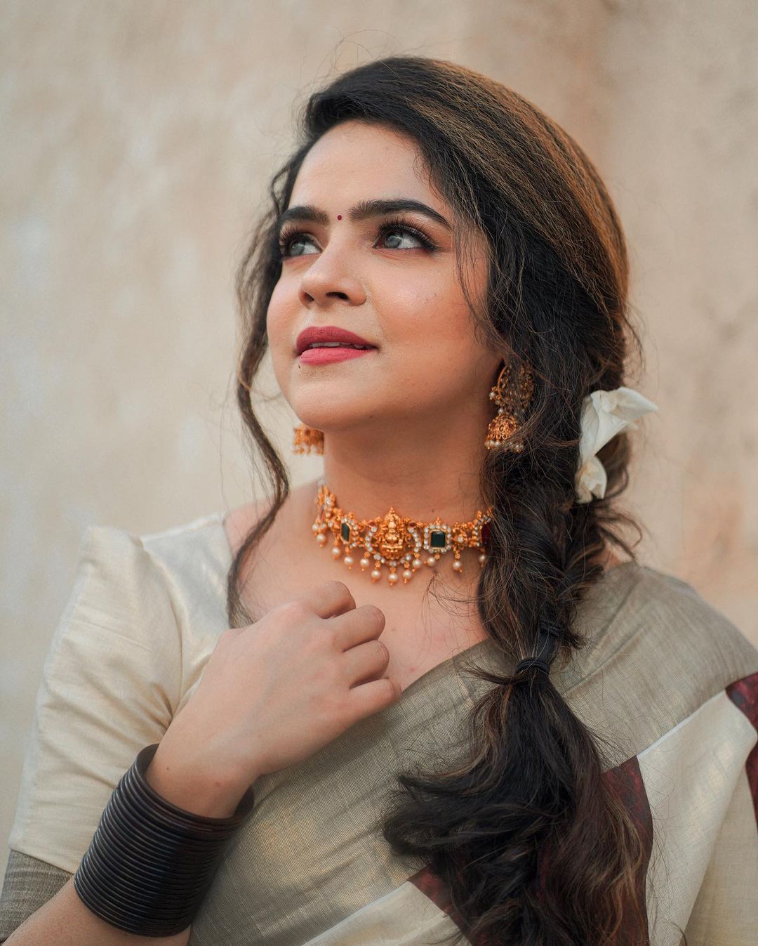 Coffee brown temple saree