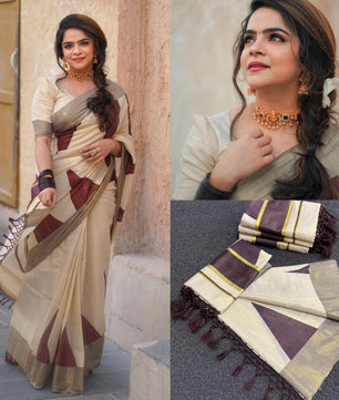 Coffee brown temple saree