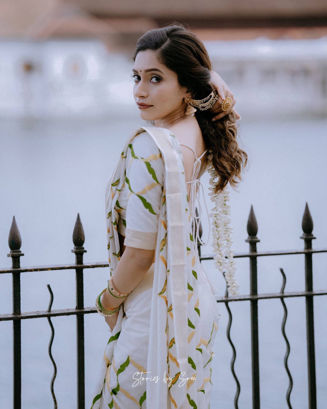 Olive chain saree