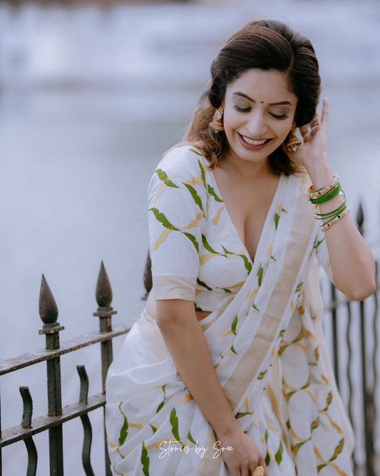 Olive chain saree