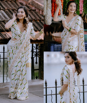 Olive chain saree