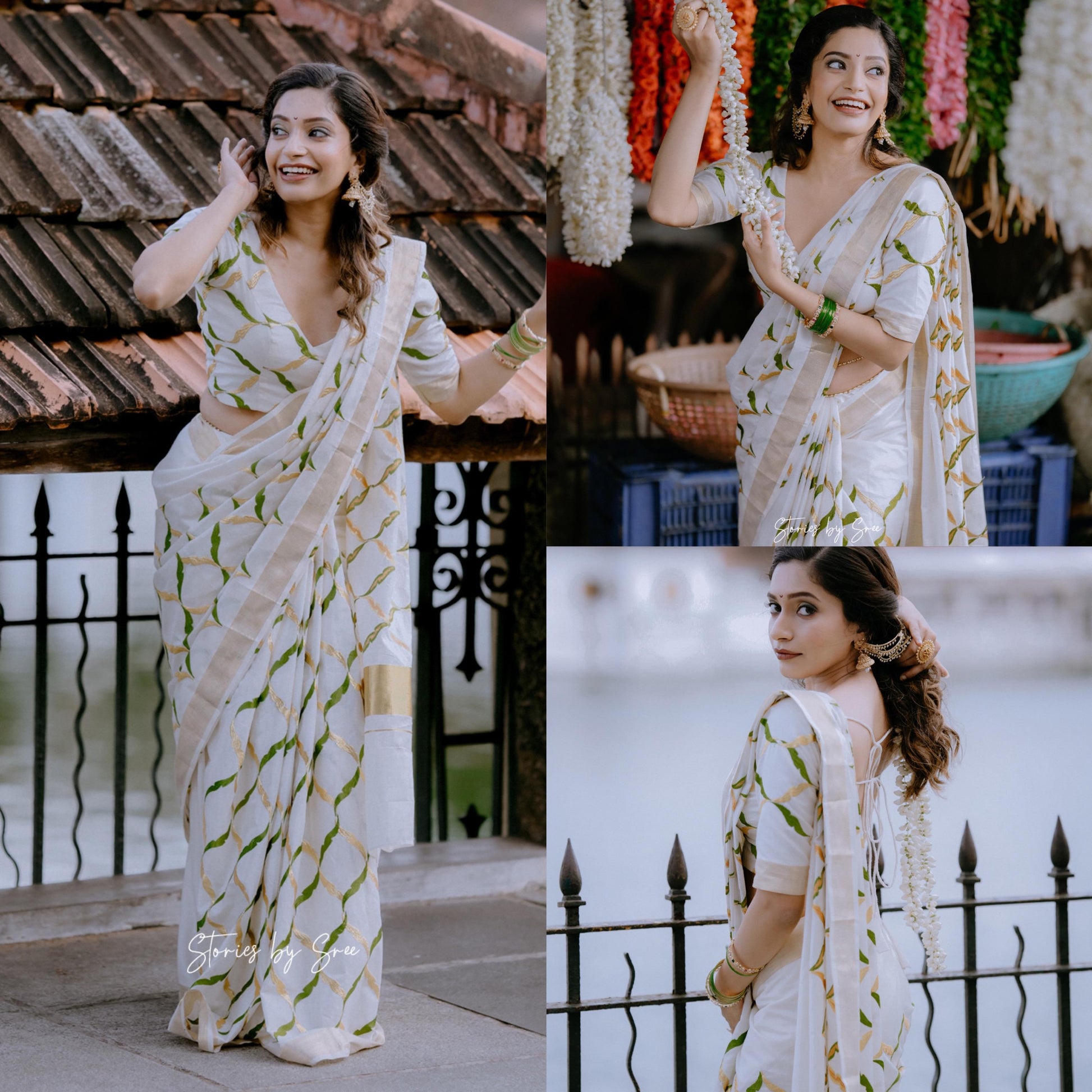 Olive chain saree