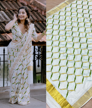 Olive chain saree