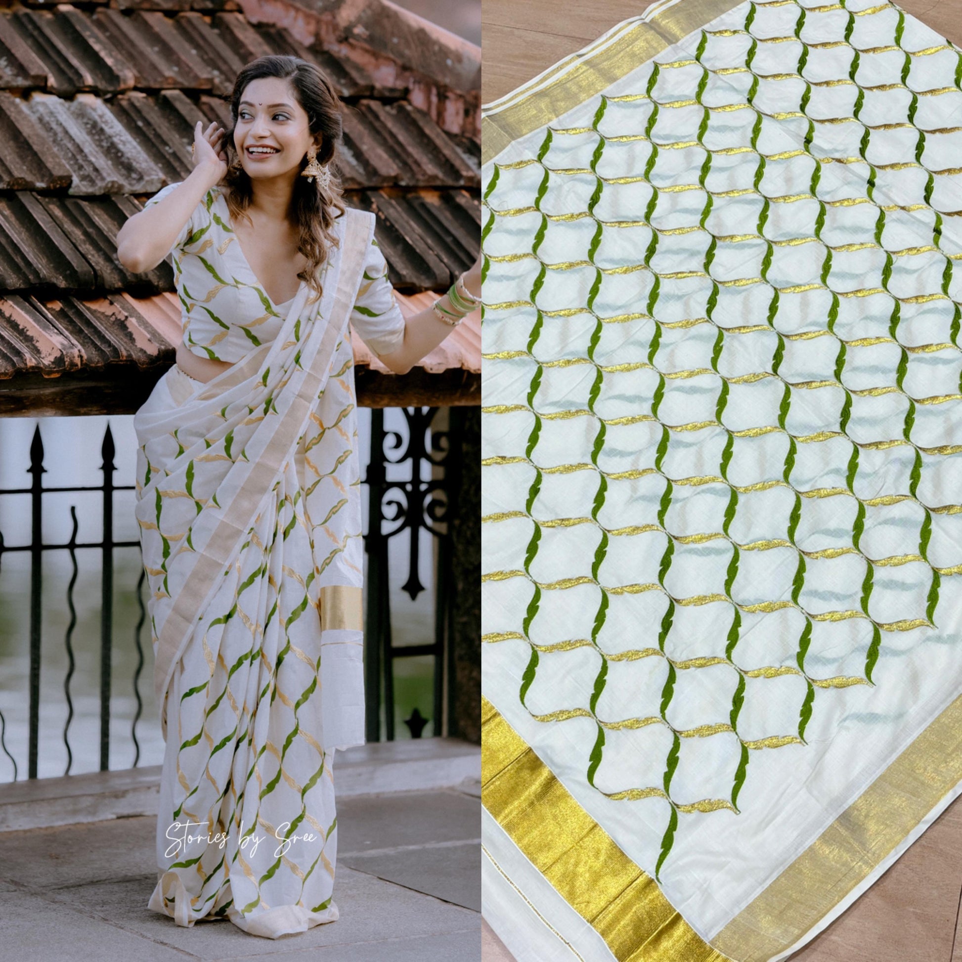 Olive chain saree