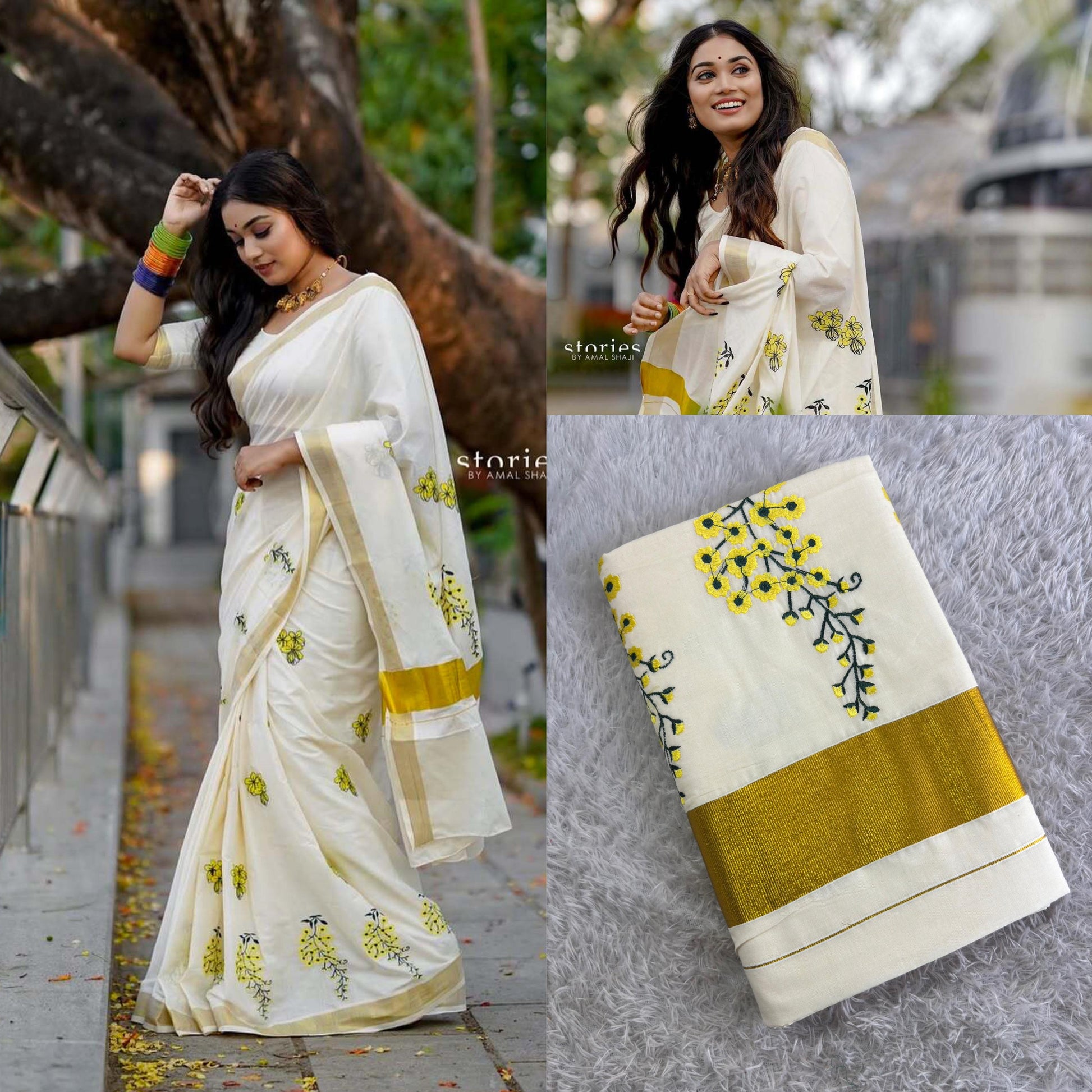 Kanikonna embro saree