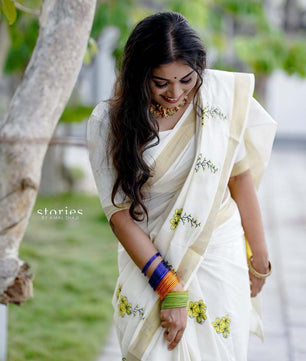 Kanikonna embro saree