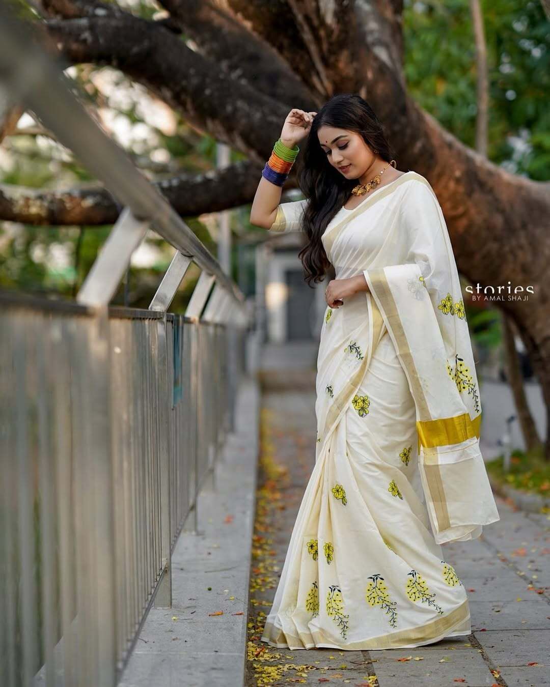 Kanikonna embro saree
