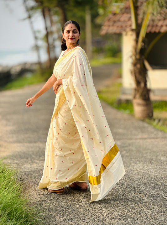 Small Techipoo embroidery saree