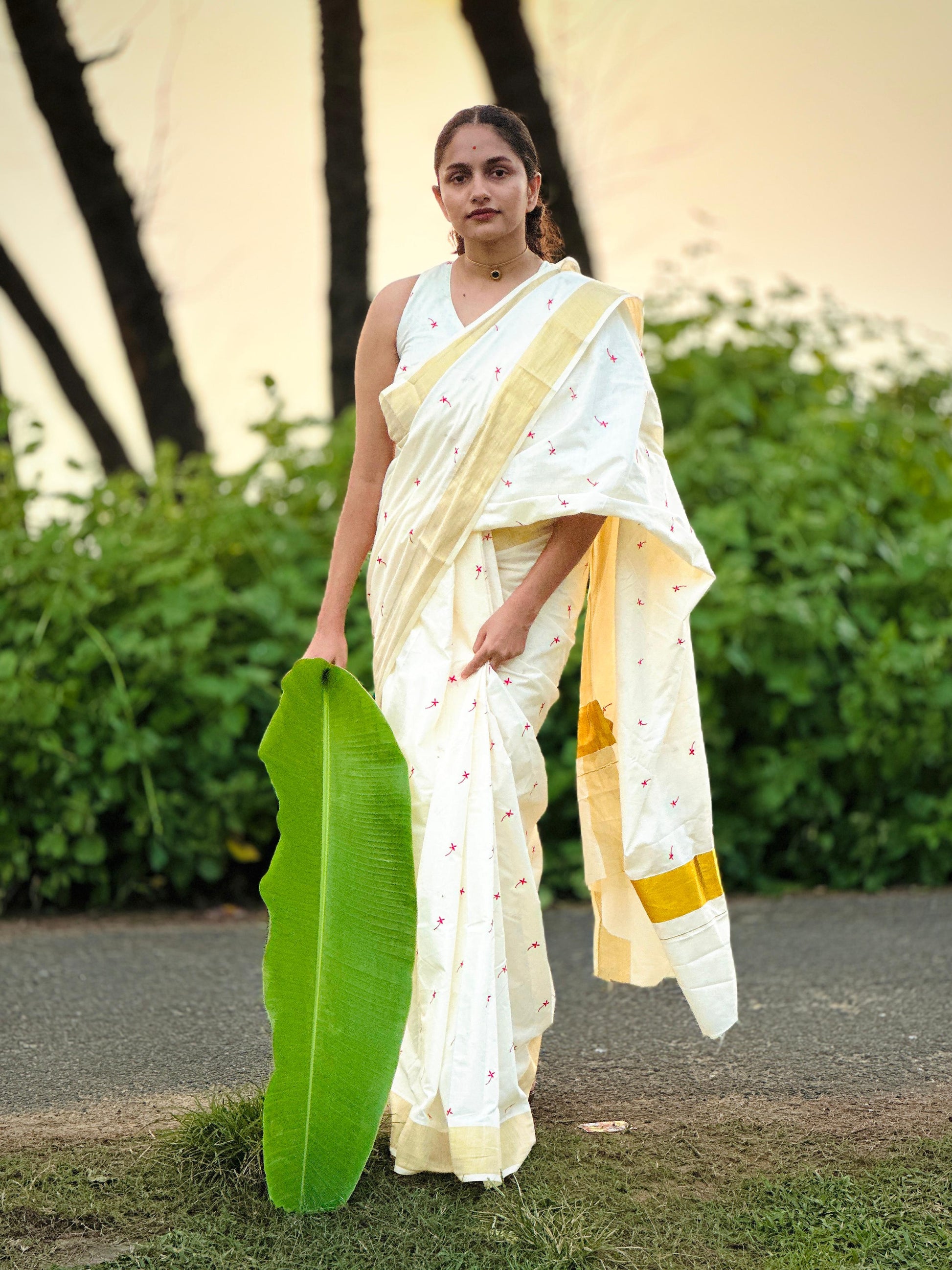 Small Techipoo embroidery saree