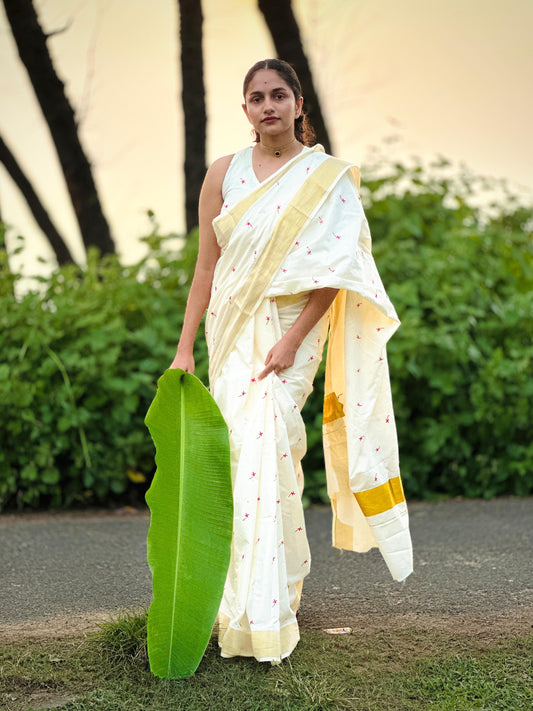Small Techipoo embroidery saree