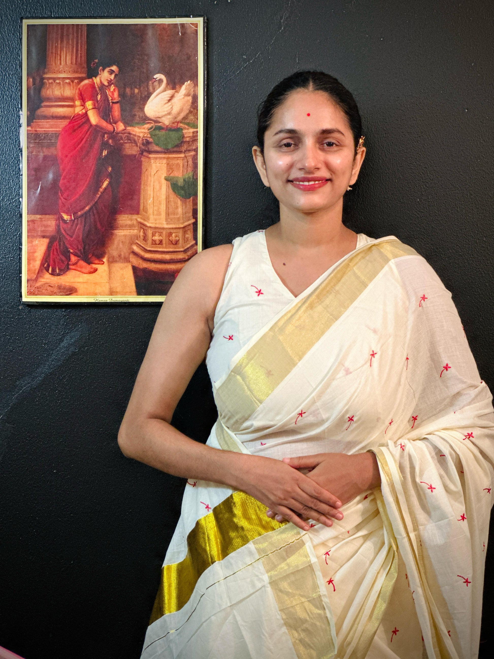 Small Techipoo embroidery saree