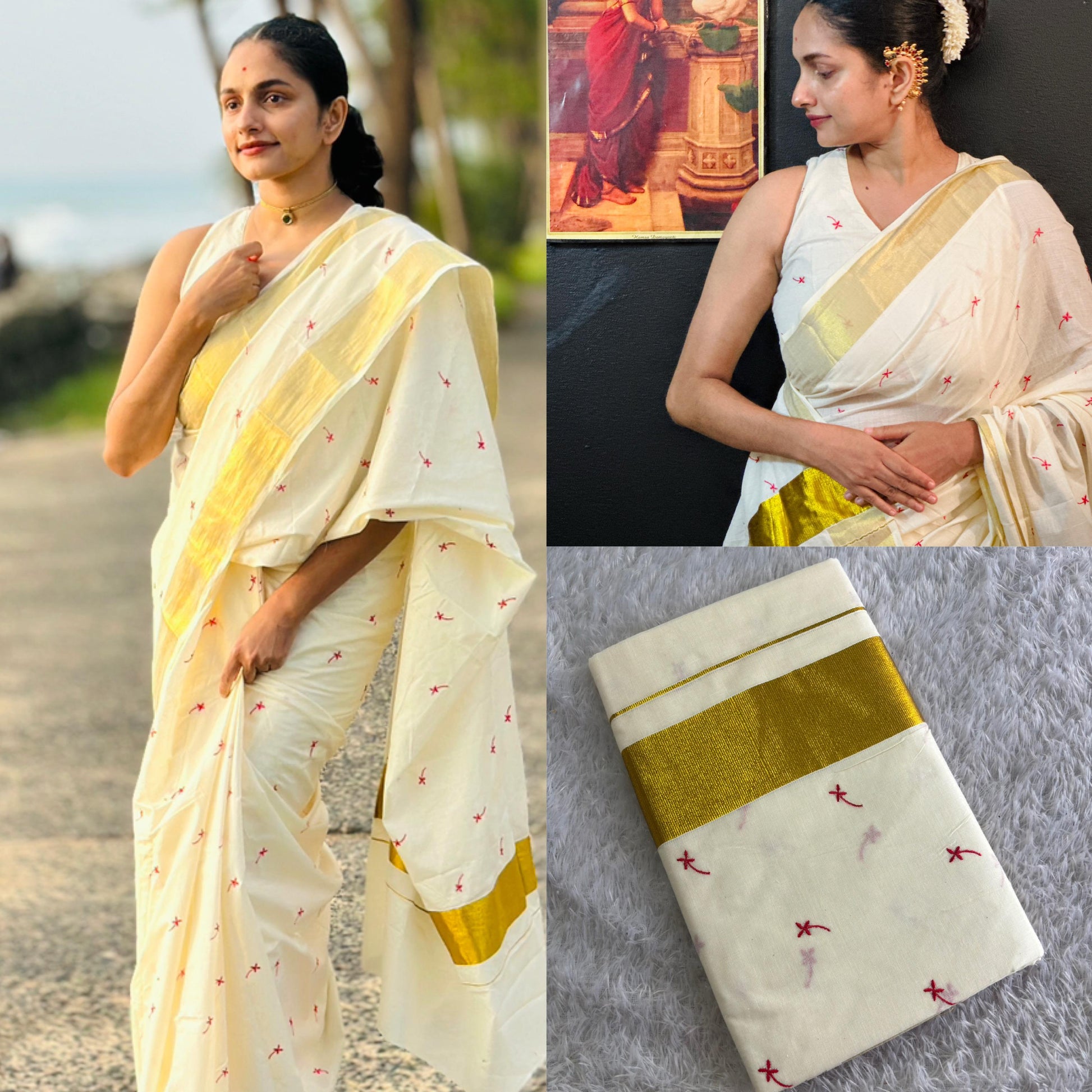 Small Techipoo embroidery saree