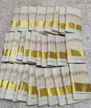 Flower shed golden tissue emroidered saree