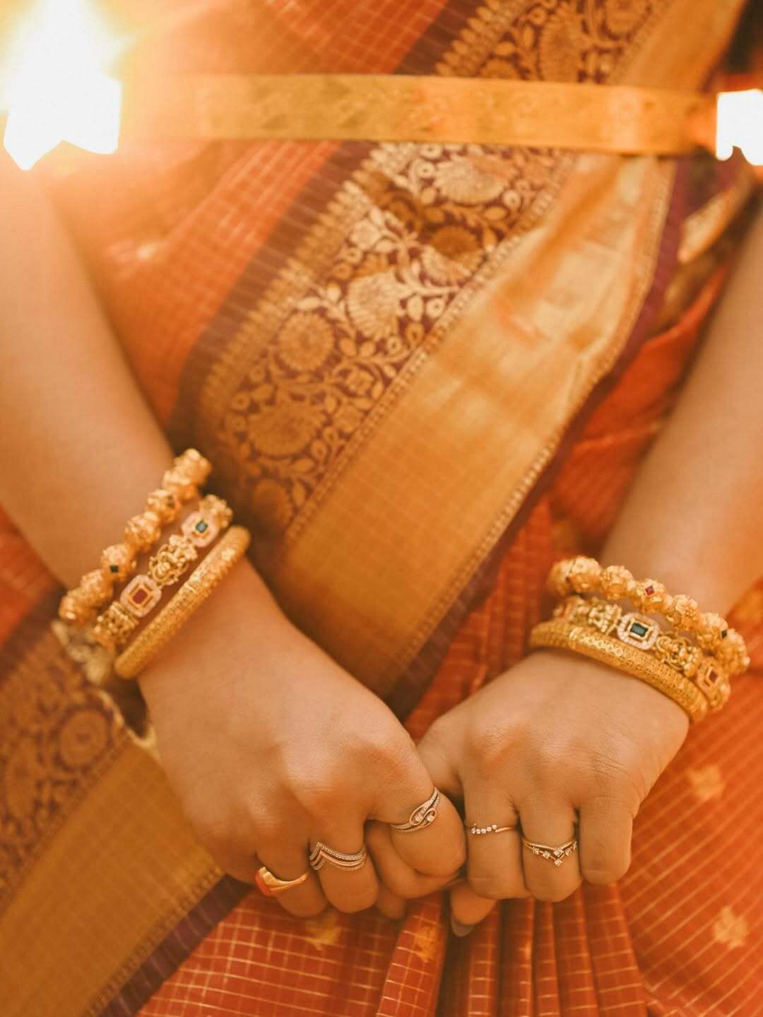Rust Orange Micro jari checks saree