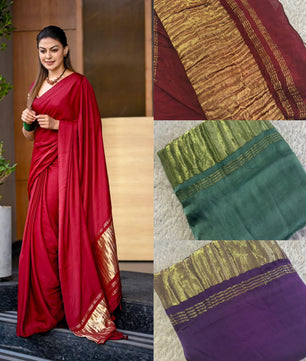 Anushree plain model silk with zari pall