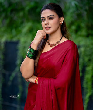Anushree plain model silk with zari pall