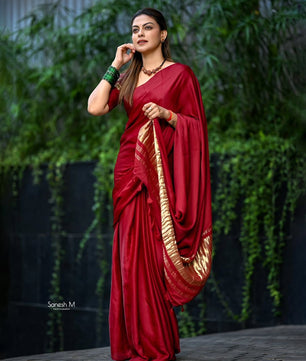 Anushree plain model silk with zari pall