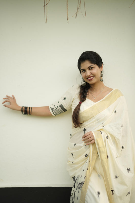 Chaya kada cotton embroidered saree