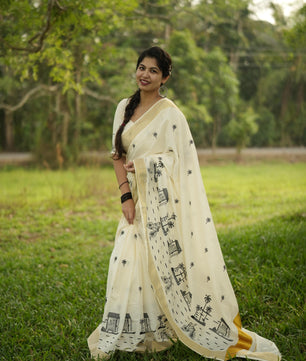 Chaya kada cotton embroidered saree