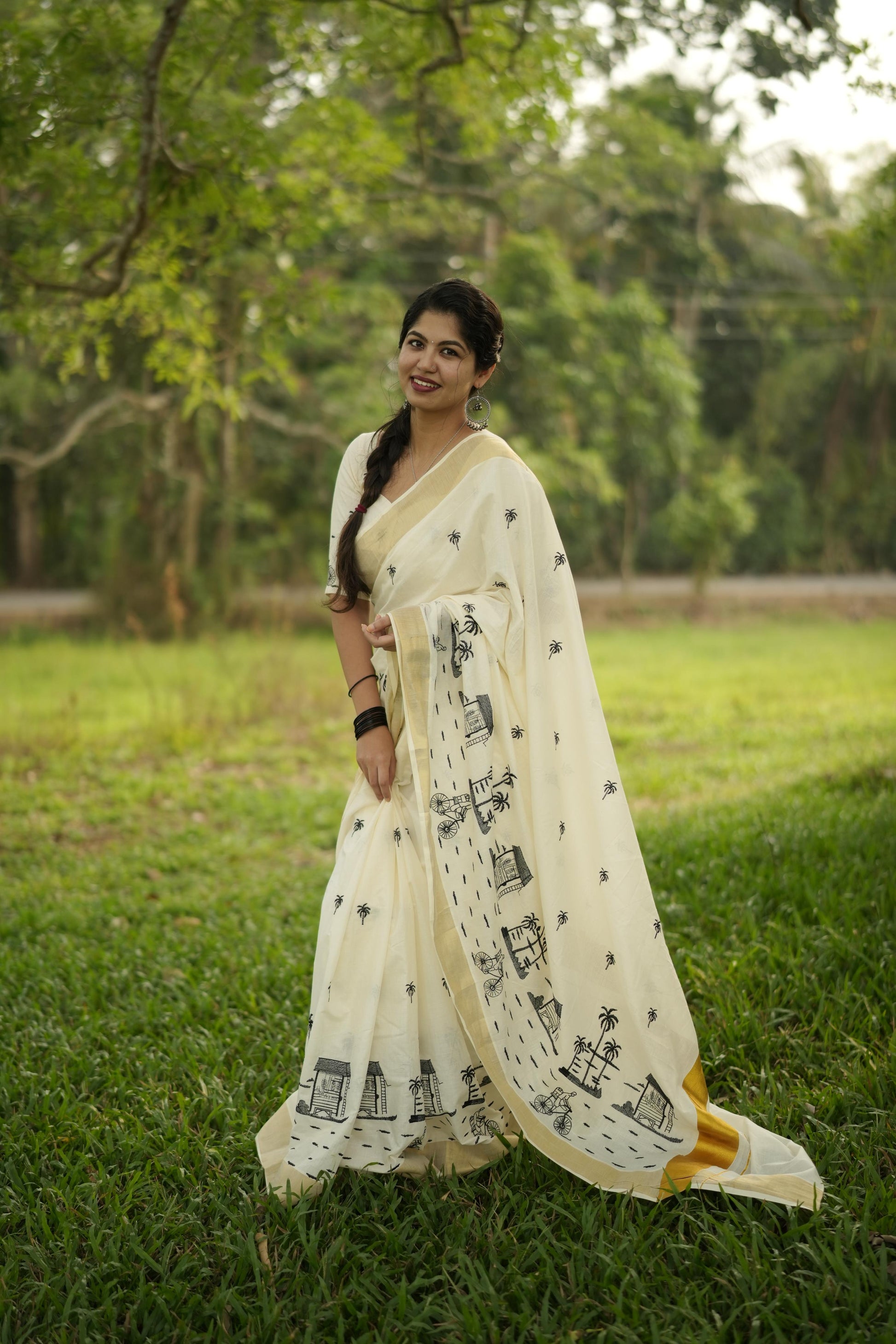 Chaya kada cotton embroidered saree