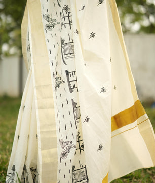 Chaya kada cotton embroidered saree
