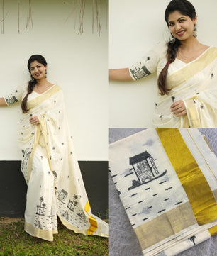 Chaya kada cotton embroidered saree